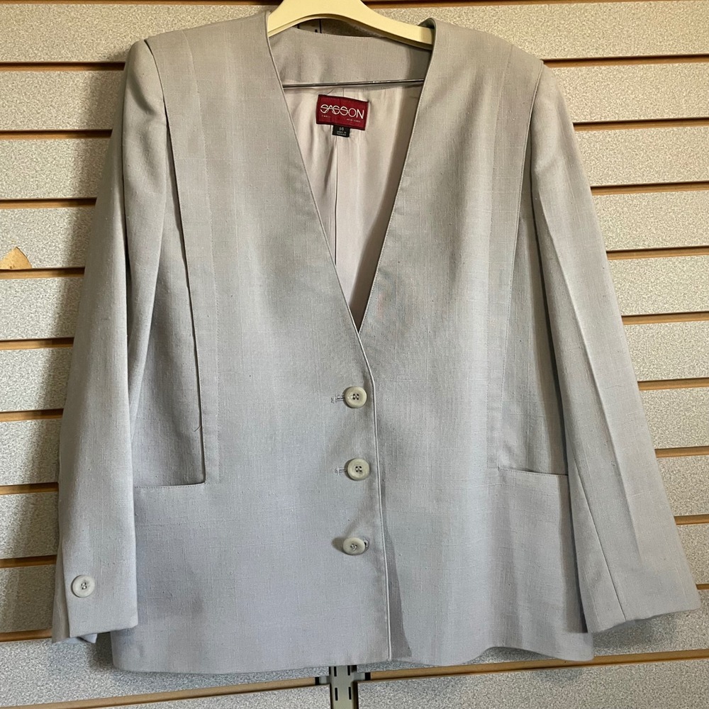 Sasson Blazer Career Business Casual Button Front Jacket Size 14‎ VINTAGE